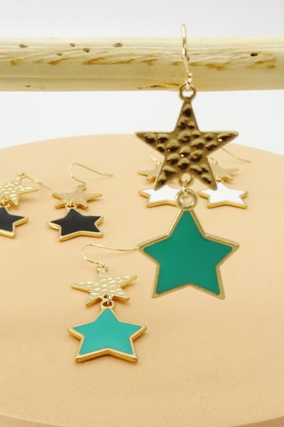 WORN GOLD EPOXY DOUBLE STAR EAR | 31E04015