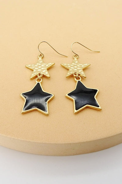 WORN GOLD EPOXY DOUBLE STAR EAR | 31E04015