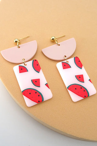 WATERMELON ACRYLIC DROP EARRING | 40E135