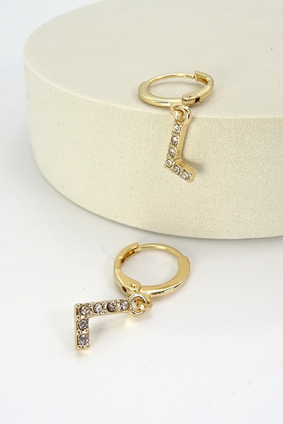 RHINESTONE INITIAL ON HOOPEARRING | 13E356