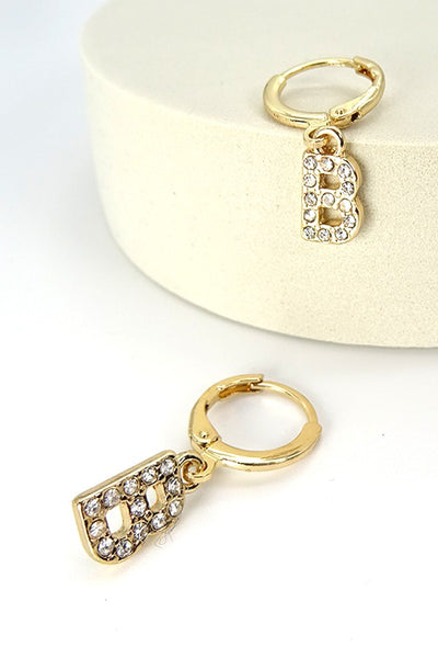 RHINESTONE INITIAL ON HOOPEARRING | 13E356