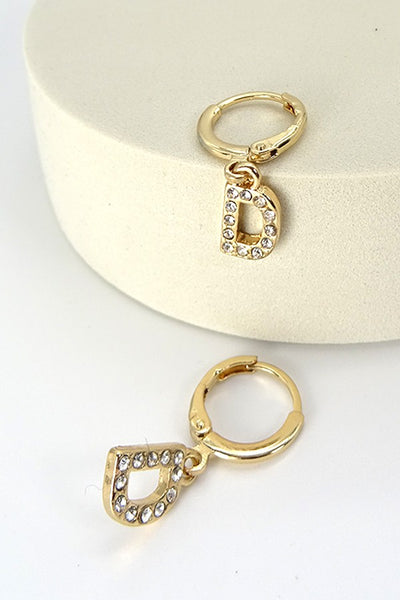 RHINESTONE INITIAL ON HOOPEARRING | 13E356