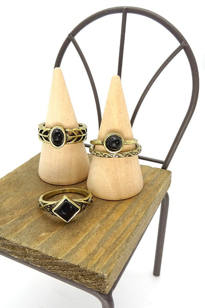 4 BLACK STACKABLE STONE RING SET | 51R2104014