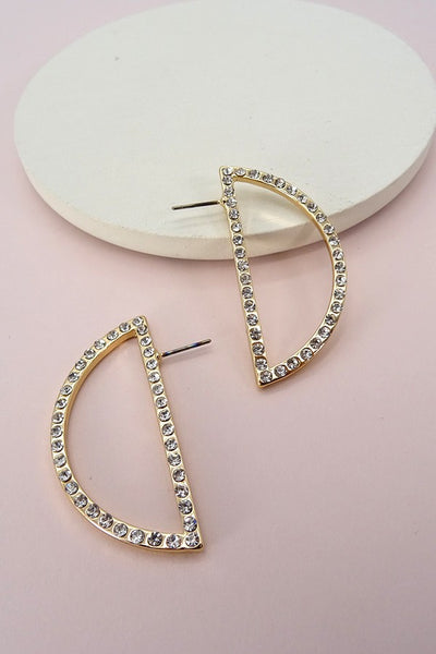 HALF MOON RHINESTONE POST EARRING | 31E21229