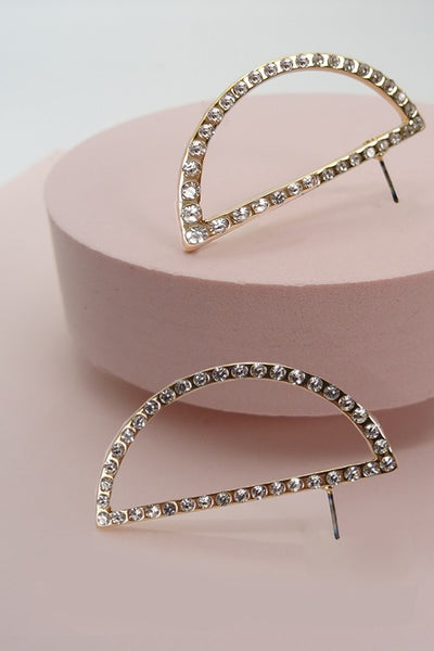 HALF MOON RHINESTONE POST EARRING | 31E21229