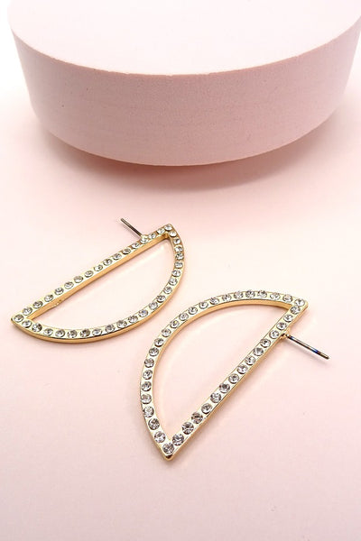 HALF MOON RHINESTONE POST EARRING | 31E21229