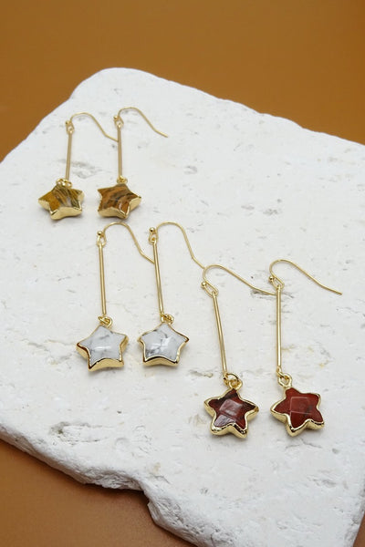 NATURAL STONE STAR DROP EARRING | 47E13673