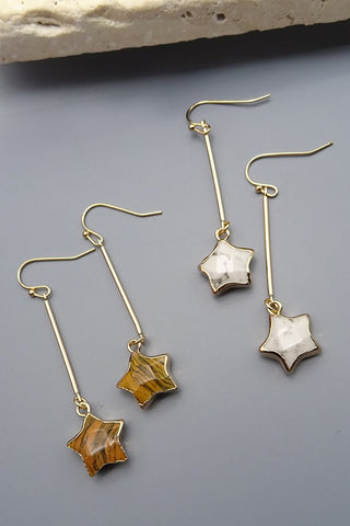 NATURAL STONE STAR DROP EARRING | 47E13673