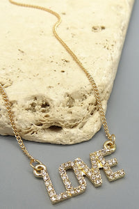 LOVE RHINESTONE BAR PENDANT NECK | 31N21067