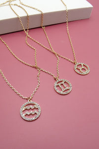 ZODIAC PENDANT NECKLACE WITH RHINESTONE  PACK OF 12 | 31N21061