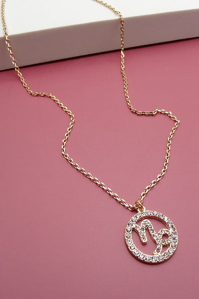 ZODIAC PENDANT NECKLACE WITH RHINESTONE  PACK OF 12 | 31N21061