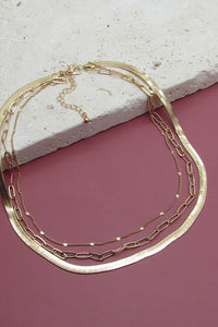 MULTI LAYER HERRINGBONE SNAKE LINK CHAIN NECKLACE | 31N21182