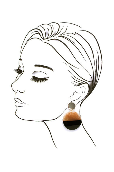 CLASSIC BLACK & BROWN ROUND DROP CIRCLE EARRINGS | 31E21397
