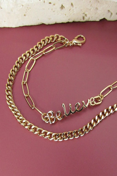 DOUBLE CHAIN BELIEVE BRACELET | 31B21044