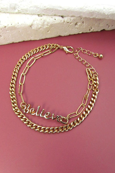 DOUBLE CHAIN BELIEVE BRACELET | 31B21044