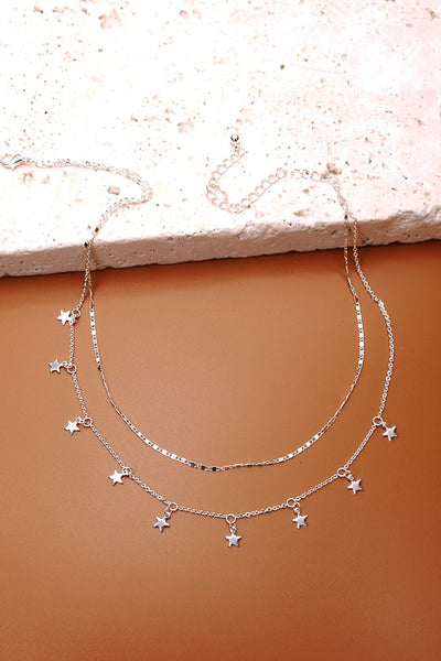 DELICATE DOUBLE LAYER STAR DROP NECKLACE | 47N19411