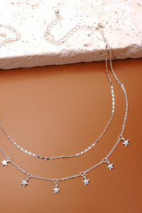 DELICATE DOUBLE LAYER STAR DROP NECKLACE | 47N19411