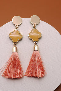 RAFIA TASSEL LINEAR DROP  CLOVER EARRINGS | 31E21204-2