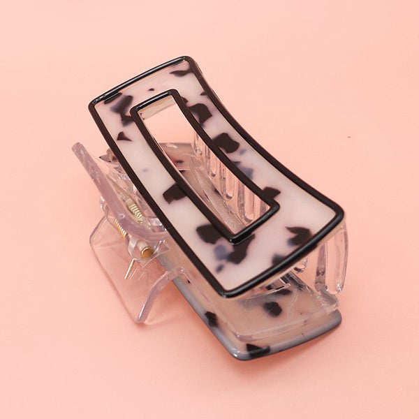 Hollow Rectangular Tortoise Acetate Hair Claw Clip | 40H395
