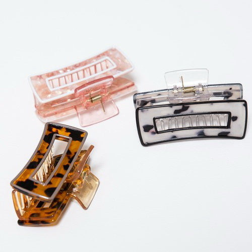 Hollow Rectangular Tortoise Acetate Hair Claw Clip | 40H395