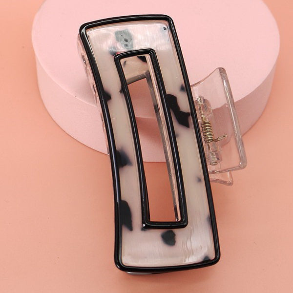 Hollow Rectangular Tortoise Acetate Hair Claw Clip | 40H395