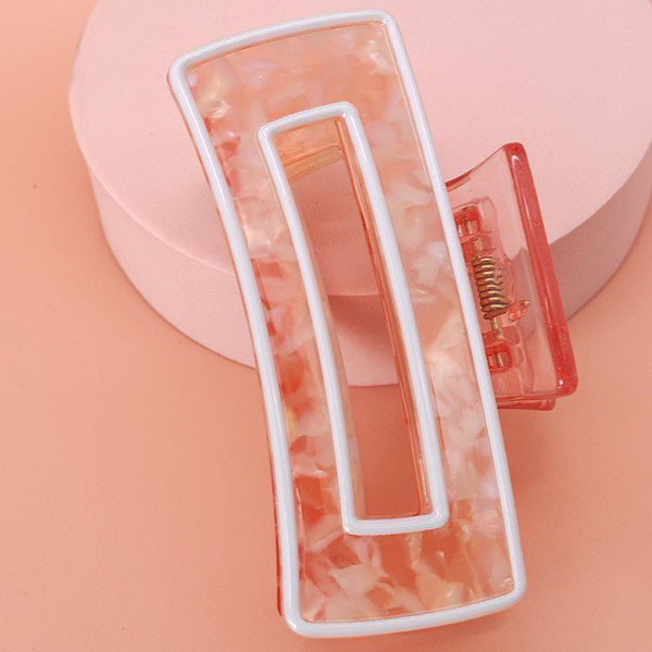 Hollow Rectangular Tortoise Acetate Hair Claw Clip | 40H395
