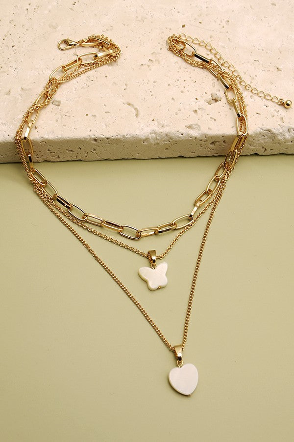 TRIO LAYER SHELL CHARM NECKLACE | 31N21247