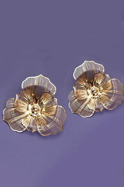 FILIGREE GOLD FLOWER POST EARRINGS  | 31E03402