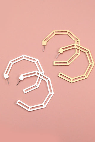 HEXAGON CUTOUT HOOP EARRINGS | 31E21555