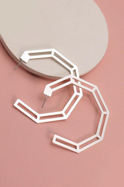 HEXAGON CUTOUT HOOP EARRINGS | 31E21555