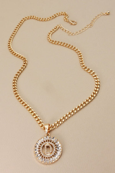 RHINESTONE INITIAL CHUNKY CHAIN NECKLACE 12-PACK  | 31N21109