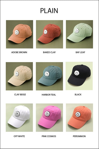 WASHED SHERPA HAPPY FACE BASEBALL CAP 40HW703