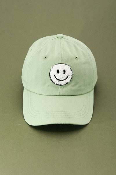 WASHED SHERPA HAPPY FACE BASEBALL CAP 40HW703