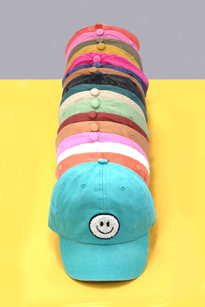 WASHED SHERPA HAPPY FACE BASEBALL CAP 40HW703