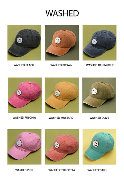 WASHED SHERPA HAPPY FACE BASEBALL CAP 40HW703