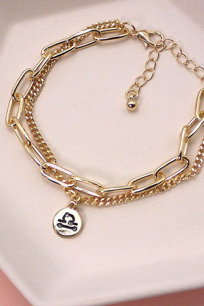 ZODIAC DOUBLE CHAIN RHINESTONE BRACELET | 31B21118