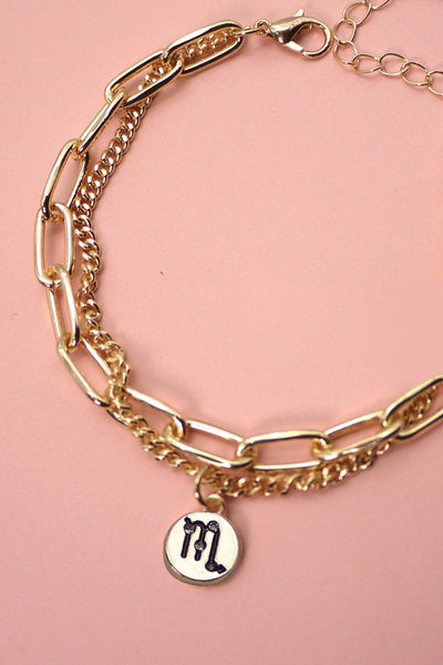 ZODIAC DOUBLE CHAIN RHINESTONE BRACELET | 31B21118