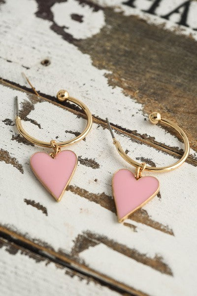 EPOXY HEART DROP MINI HOOP EARRINGS | 60E1119451