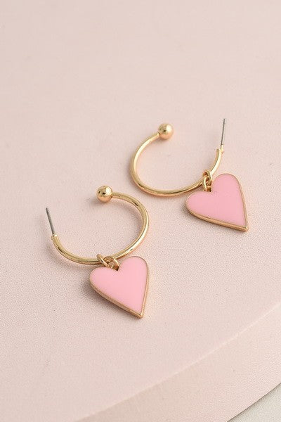 EPOXY HEART DROP MINI HOOP EARRINGS | 60E1119451