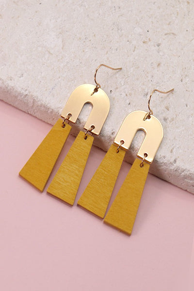 U METAL & WOOD DROP EARRINGS | 31E21880