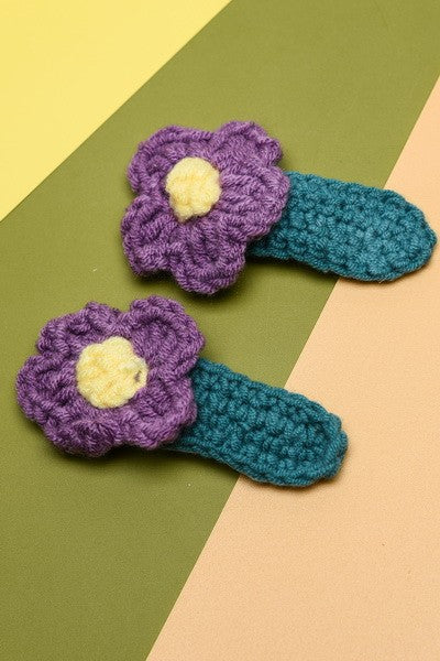 2PC FLOWER CROCHET HAIR PIN CLIPS | 40H370