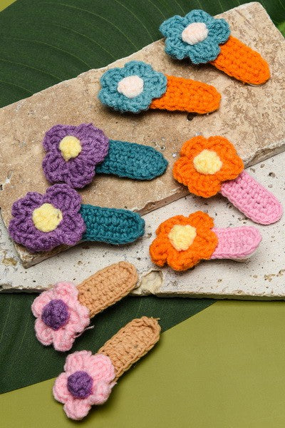 2PC FLOWER CROCHET HAIR PIN CLIPS | 40H370