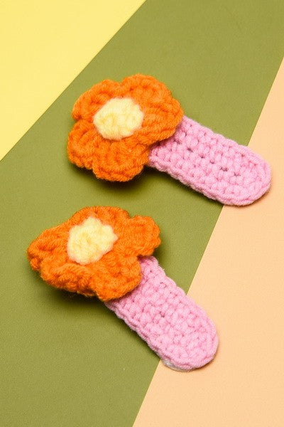 2PC FLOWER CROCHET HAIR PIN CLIPS | 40H370