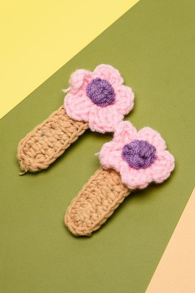 2PC FLOWER CROCHET HAIR PIN CLIPS | 40H370