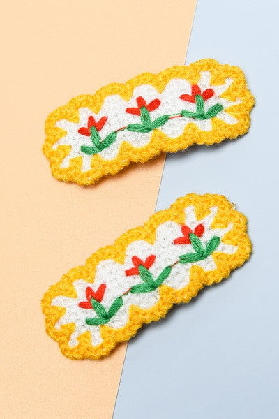 2PC FLOWER CROCHET HAIR PIN CLIPS | 40H443