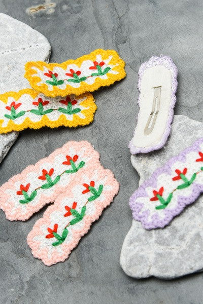 2PC FLOWER CROCHET HAIR PIN CLIPS | 40H443