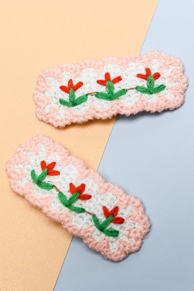 2PC FLOWER CROCHET HAIR PIN CLIPS | 40H443