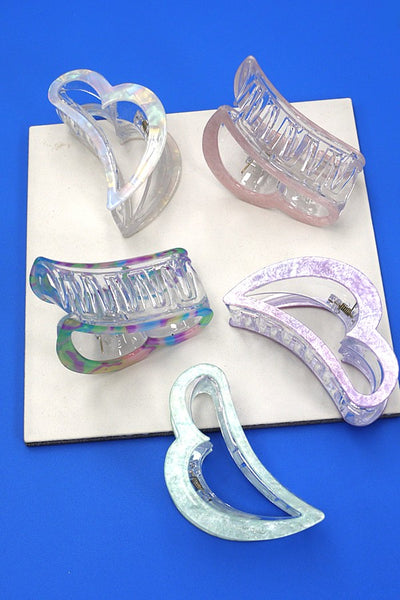 HEART HOLOGRAPHIC HAIR CLAW CLIPS | 40H602