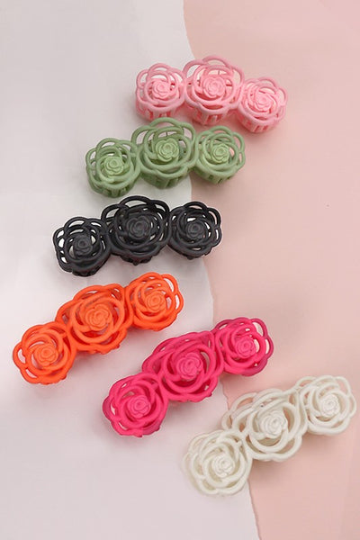 MATTE LARGE CUTOUT FLOWER PETAL HAIR CLAW CLIPS | 40H427