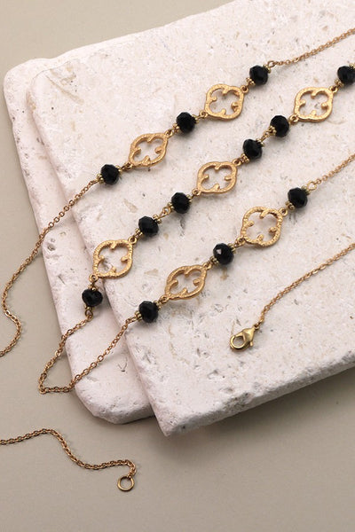 CLOVER BEAD STATION LONG NECKLACE | 25N405